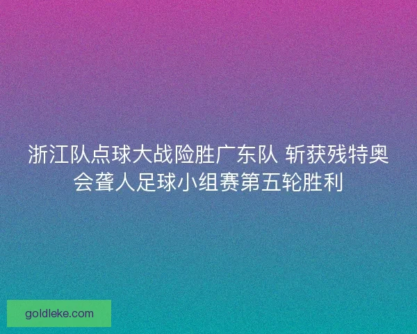 浙江队点球大战险胜广东队 斩获残特奥会聋人足球小组赛第五轮胜利