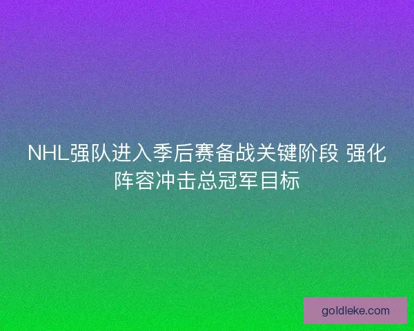 NHL强队进入季后赛备战关键阶段 强化阵容冲击总冠军目标