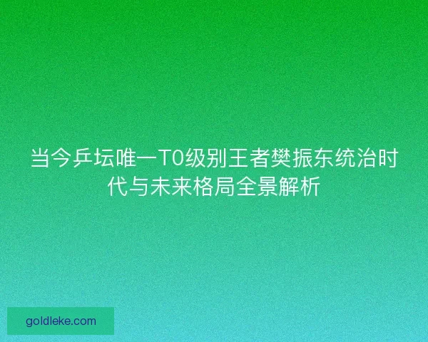 当今乒坛唯一T0级别王者樊振东统治时代与未来格局全景解析